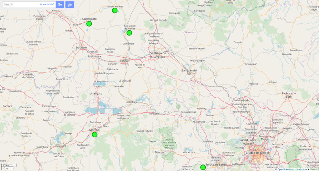 Green indicates a city I've hit, or will hit soon (click to enlarge)